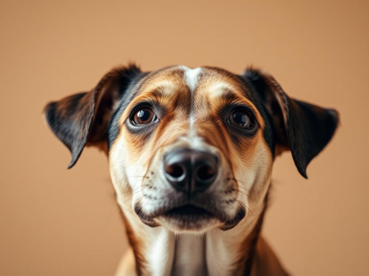 Close-up of a curious dog tilting its head